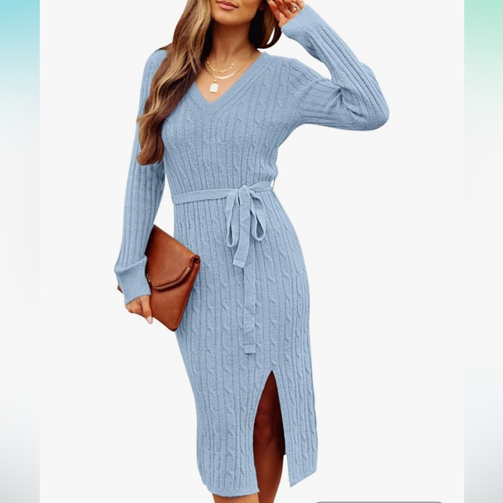 Elegant Blue Knit Dress